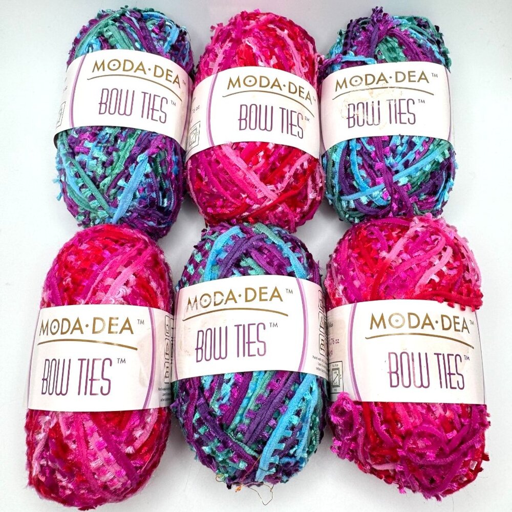 Moda Dea Bow Ties Yarn Skein 6 Pc 100% Nylon Multi-Color Flirt Calypso 64 yd EA